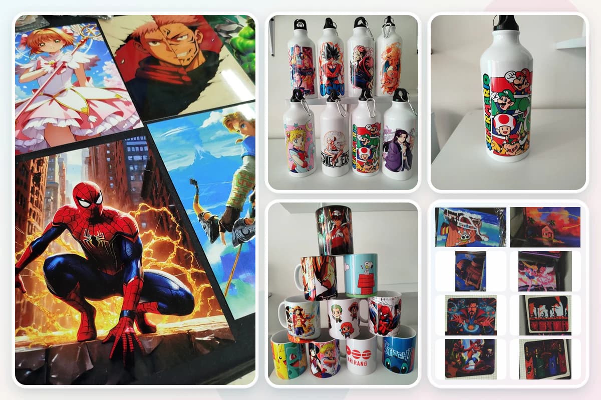 Mugs, termos, cuadros metálicos y mouse pads personalizados por sublimación